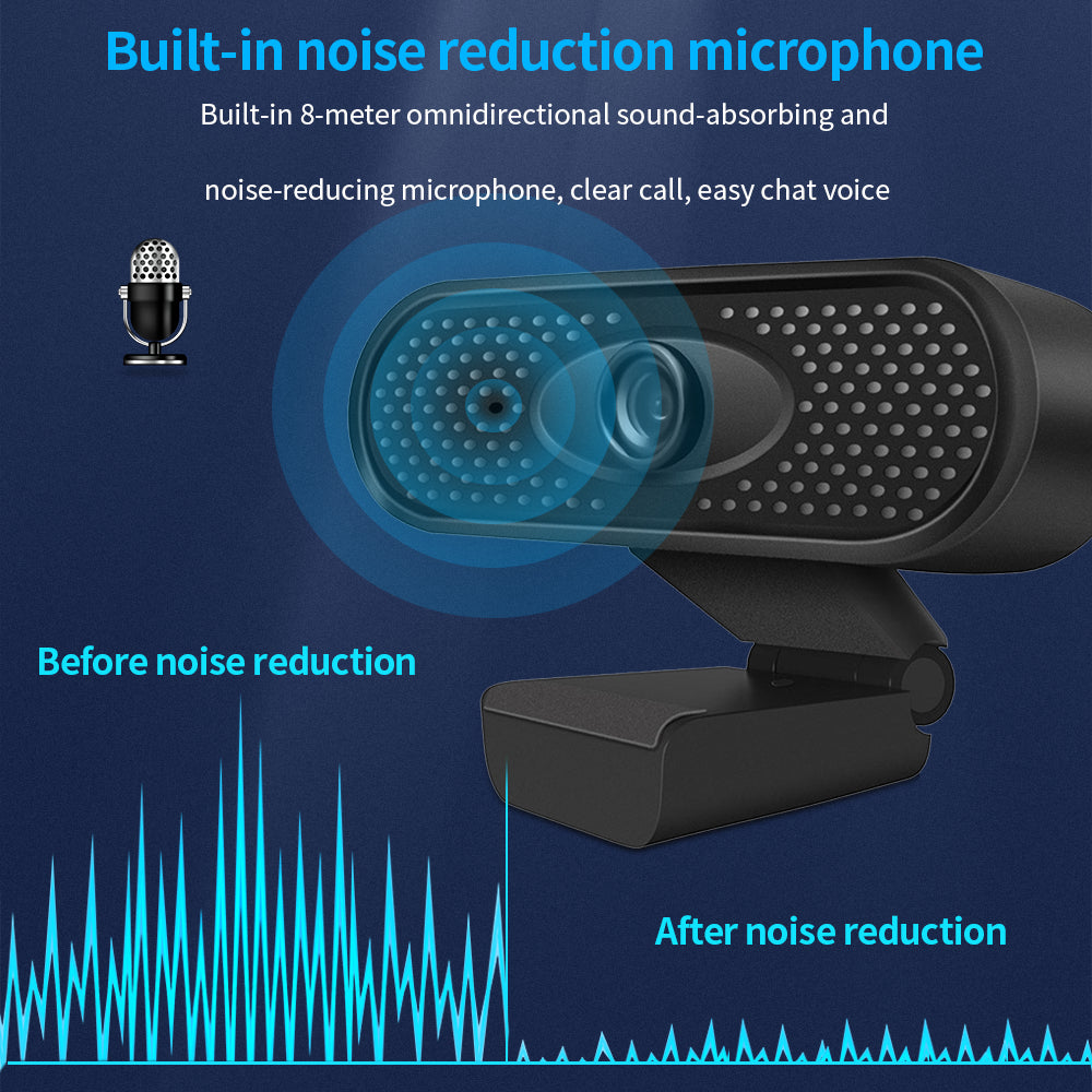 Webcam USB Flexível com Microfone — HD 720P ou Full HD 1080P para PC e Computador