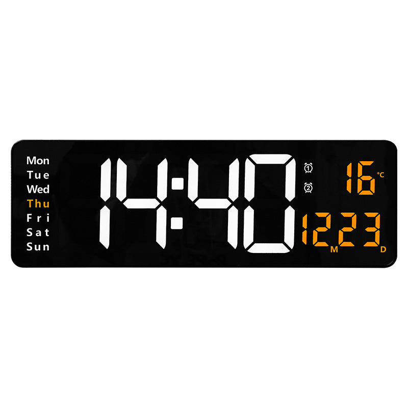 Relógio de Parede Digital LED Grande 13/16 Polegadas com Controlo Remoto, Temperatura, Data, Semana, Temporizador e Duplo Alarme