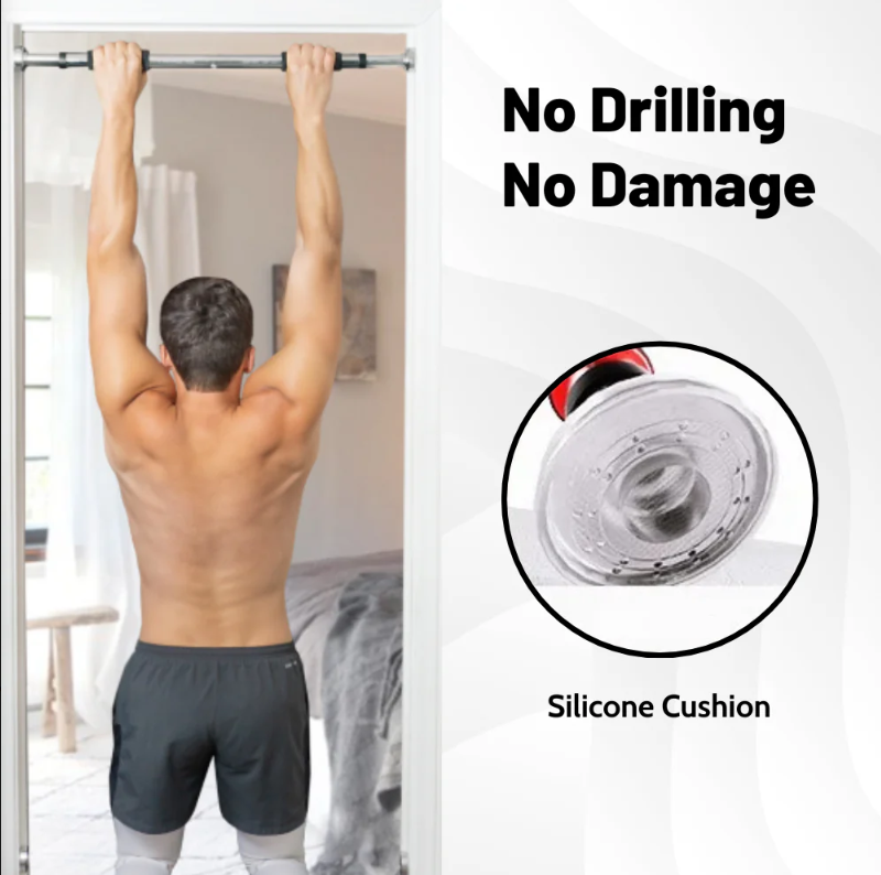 Barra de Tração para Porta Sem Furos | Ajustável 60-130 cm | Fitness em Casa