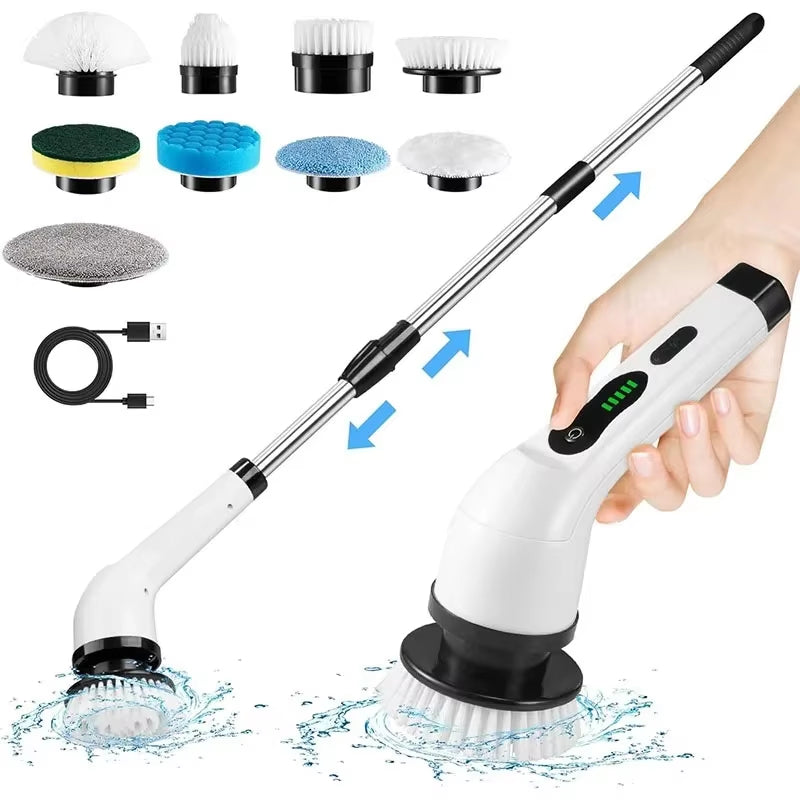 Escova elétrica rotativa de limpeza sem fios para cozinha e casa de banho