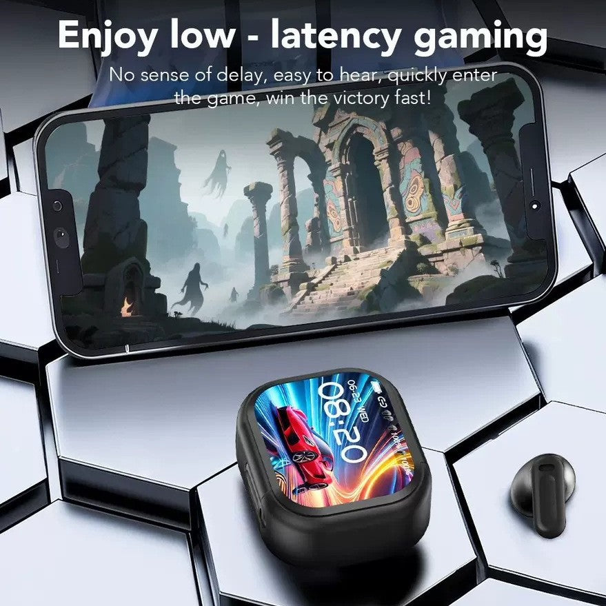 Earbuds Bluetooth 5.4 com ANC e Ecrã LCD | Liga de Titânio | IPX3 | NFC | Preto e Branco