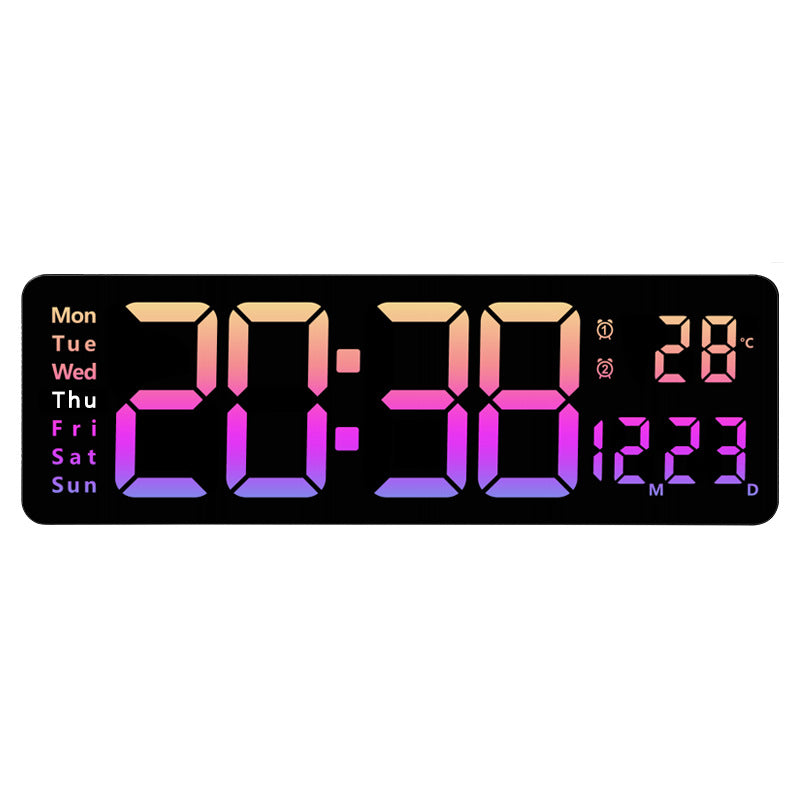 Relógio de Parede Digital LED Grande 13/16 Polegadas com Controlo Remoto, Temperatura, Data, Semana, Temporizador e Duplo Alarme