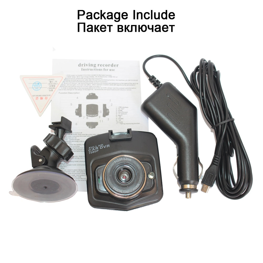 Câmara de Carro HD 1080P Dashcam DVR | Gravador com Ecrã OLED 2,4"