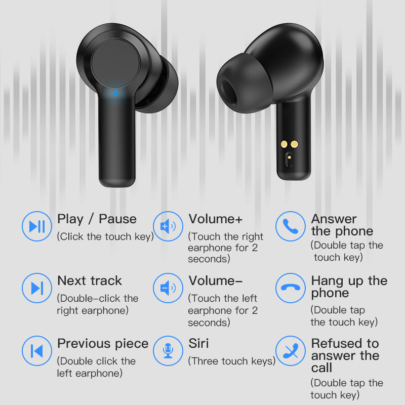 W20 New Bluetooth Headset TWS In-Ear Touch Motion Noise-Cancelling True Wireless Headset