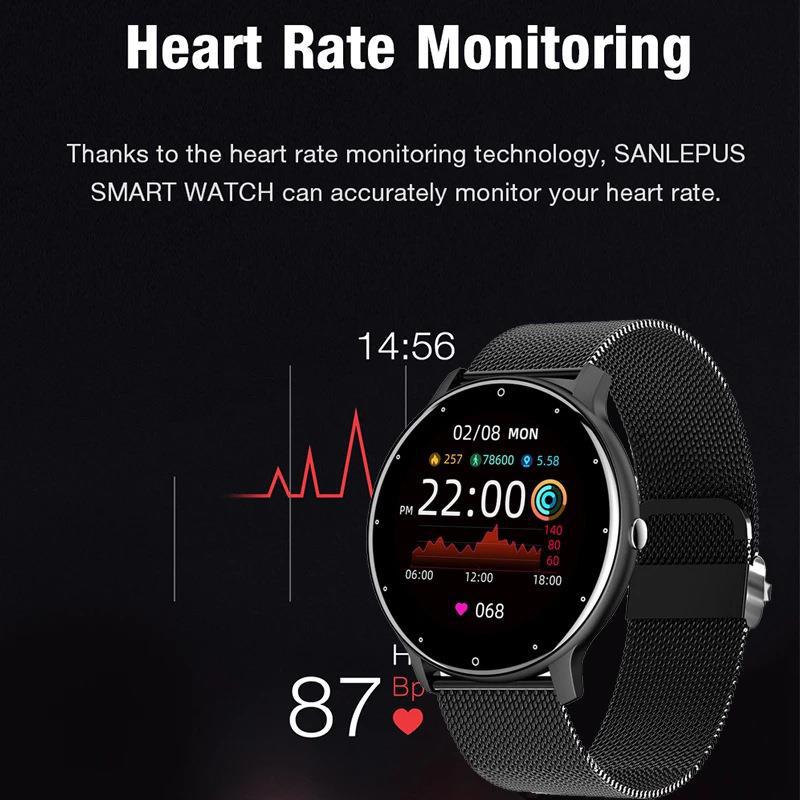 Smartwatch ZL02D | Monitor Cardíaco, Pressão Arterial e Sono | IP67 À Prova de Água