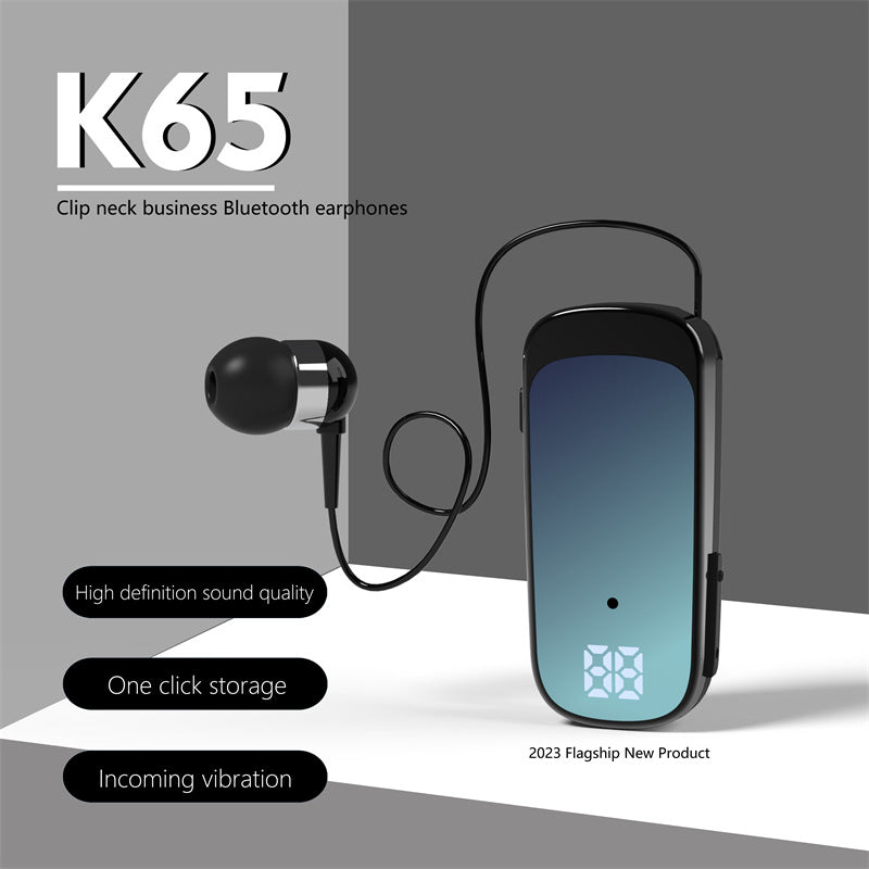 Auricular Bluetooth K68 com Cabo Retrátil, MP3 e Gravação