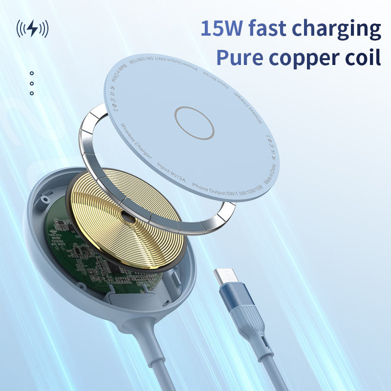 Carregador Sem Fios Magnético para iPhone 13 e 14 com Pequeno Suporte