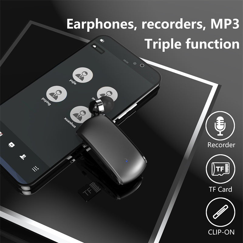 Auricular Bluetooth K68 de Colar com Cabo Retrátil, MP3 e Gravação