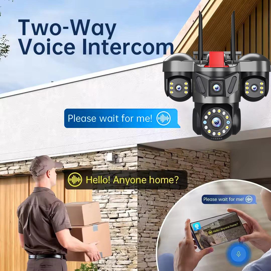 Câmara de Segurança WiFi Exterior 6MP com Tripla Lente e Tripla Vista – Vigilância HD sem Fios para Casa