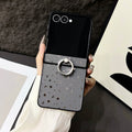 Compatible with Samsung Z Flip7 Glitter Star Ring Holder Metal Clip for Z Flip5/4 Phone Case Z Flip6 Leather Texture