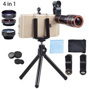 Kit de Lentes para Telemóvel Akinger | Olho de Peixe, Grande Angular, Macro e Teleobjetiva | 4 a 13 Lentes