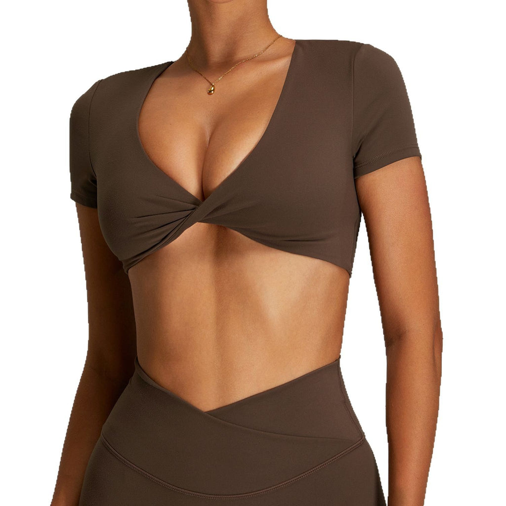 Top de Yoga Manga Curta com Costas Abertas | Secagem Rápida | Slim Fit | S-XL