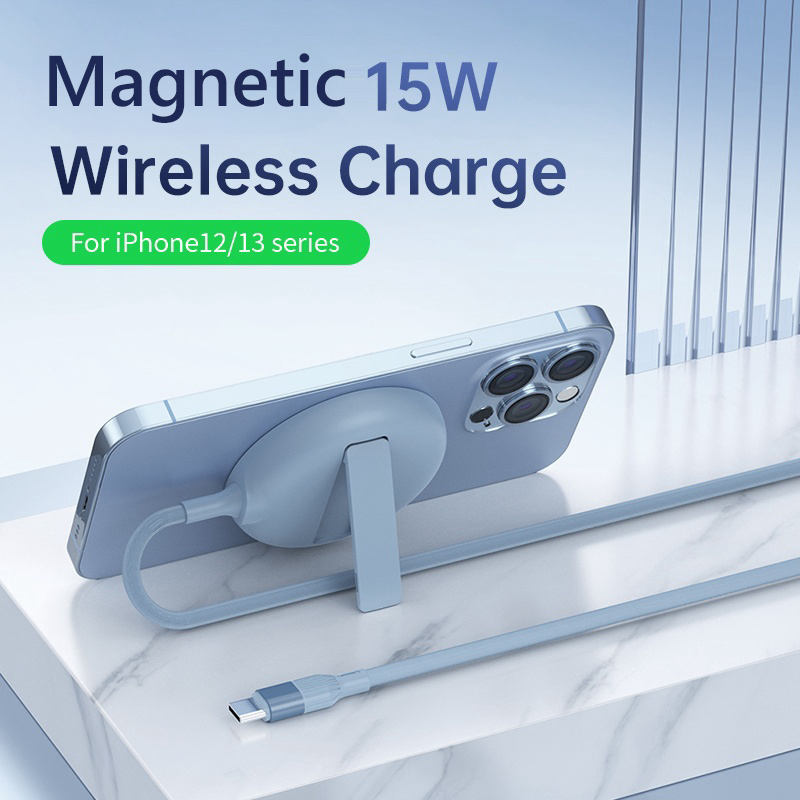 Carregador Sem Fios Magnético para iPhone 13 e 14 com Pequeno Suporte