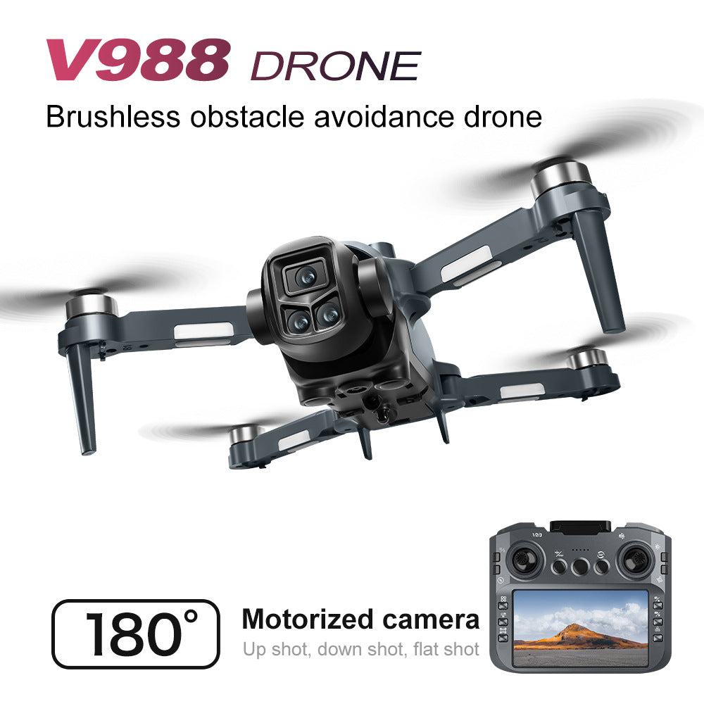 Drone V988 com 3 Câmaras 8K | Evitação de Obstáculos 360° | Dobravel | Cinzento