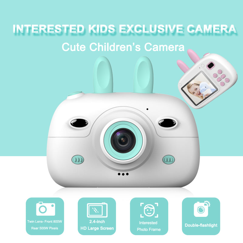 Câmara Infantil Orelhas de Coelho | Mini SLR HD Dual Lens Presente para Crianças
