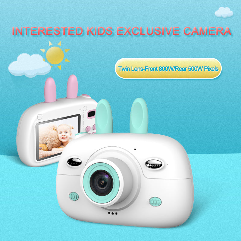 Câmara Infantil Orelhas de Coelho | Mini SLR HD Dual Lens Presente para Crianças