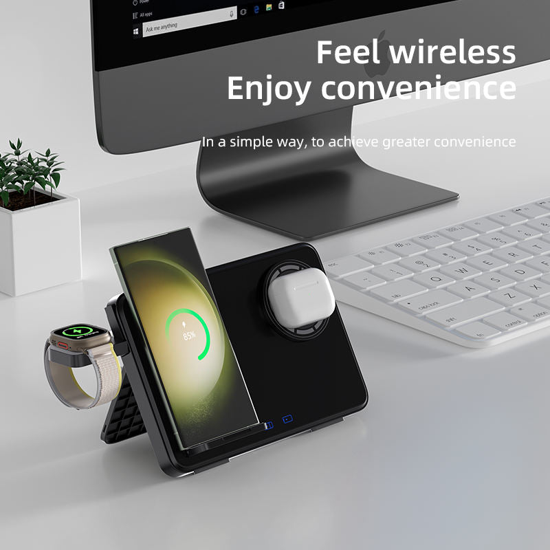 Carregador Sem Fios 3 em 1 de 15 W para iPhone, Apple Watch e AirPods