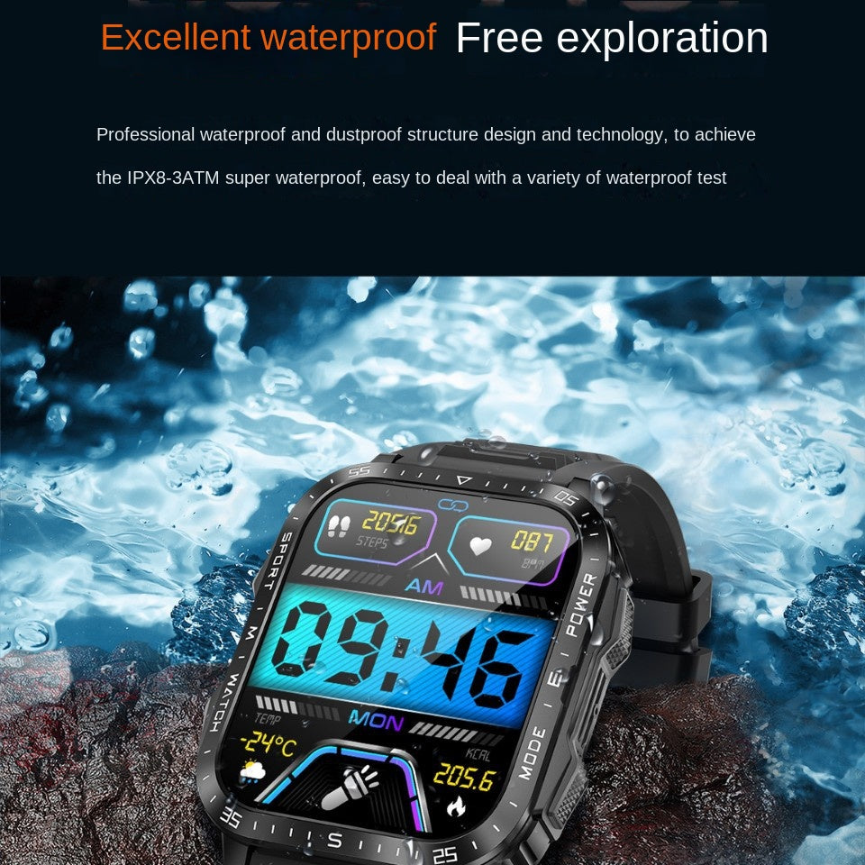 Smartwatch KT79 | 3ATM À Prova de Água, Chamadas Bluetooth e Lanterna Outdoor