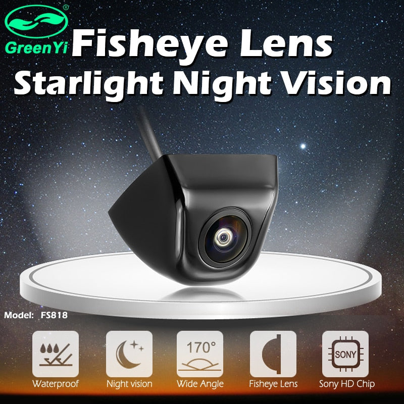 GreenYi Câmara Traseira/Frontal 170° | Visão Noturna Starlight, Baixa Luminosidade, 15m