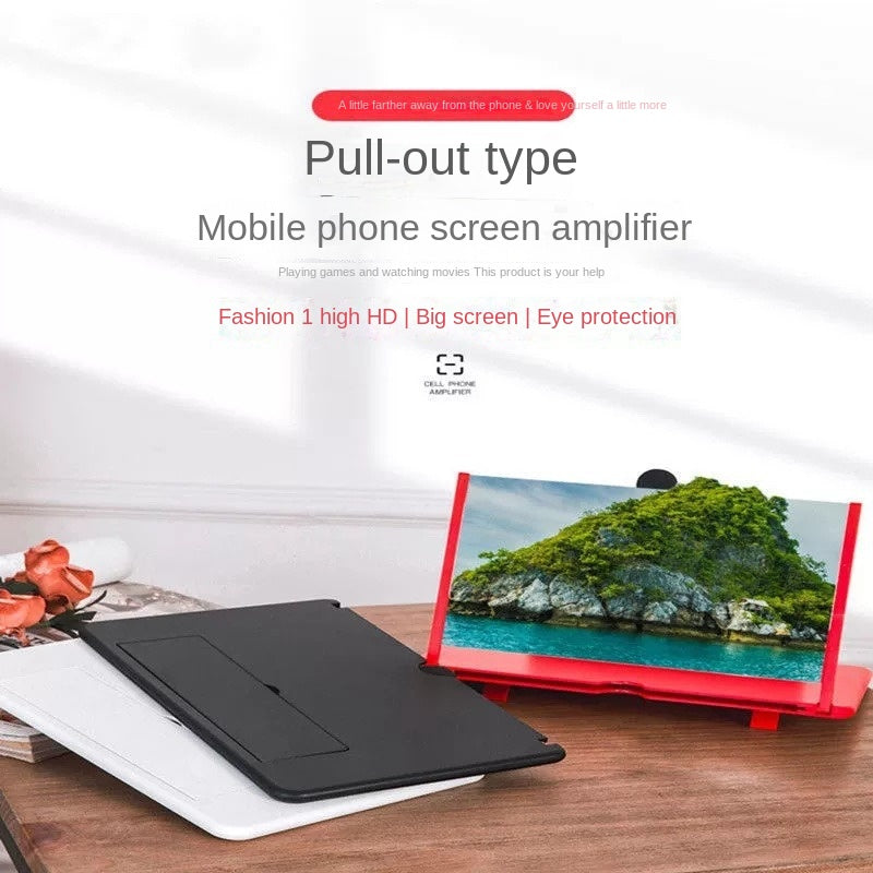 3D Screen HD Phone Magnifier Mobile Desktop Screen Amplifier Stretchable Phone Stand 10 Inch