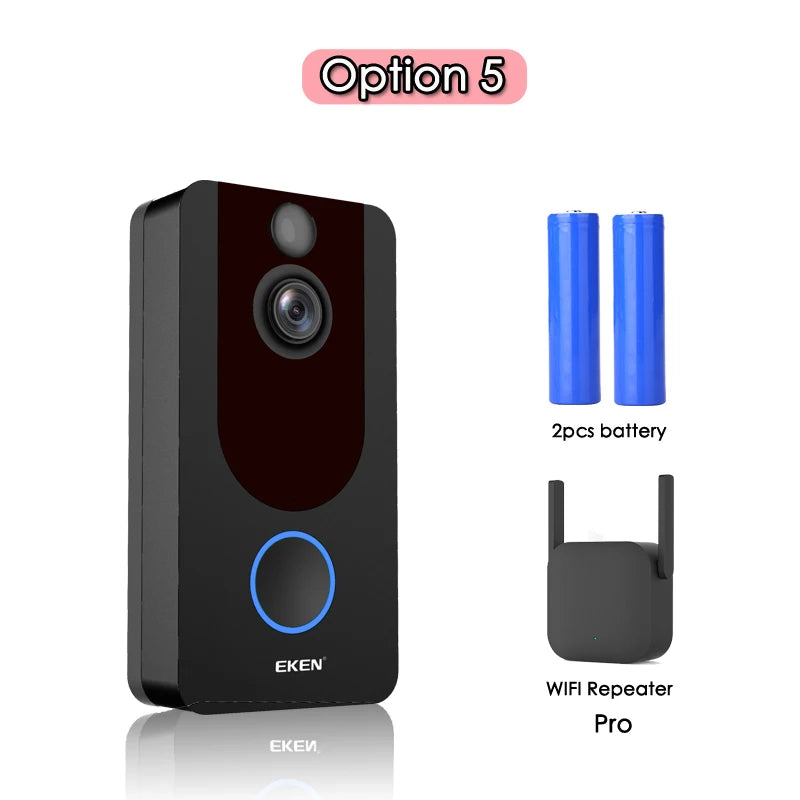 EKEN V7 Campainha WiFi HD 1080P | Intercomunicador Visual, Visão Noturna e Segurança