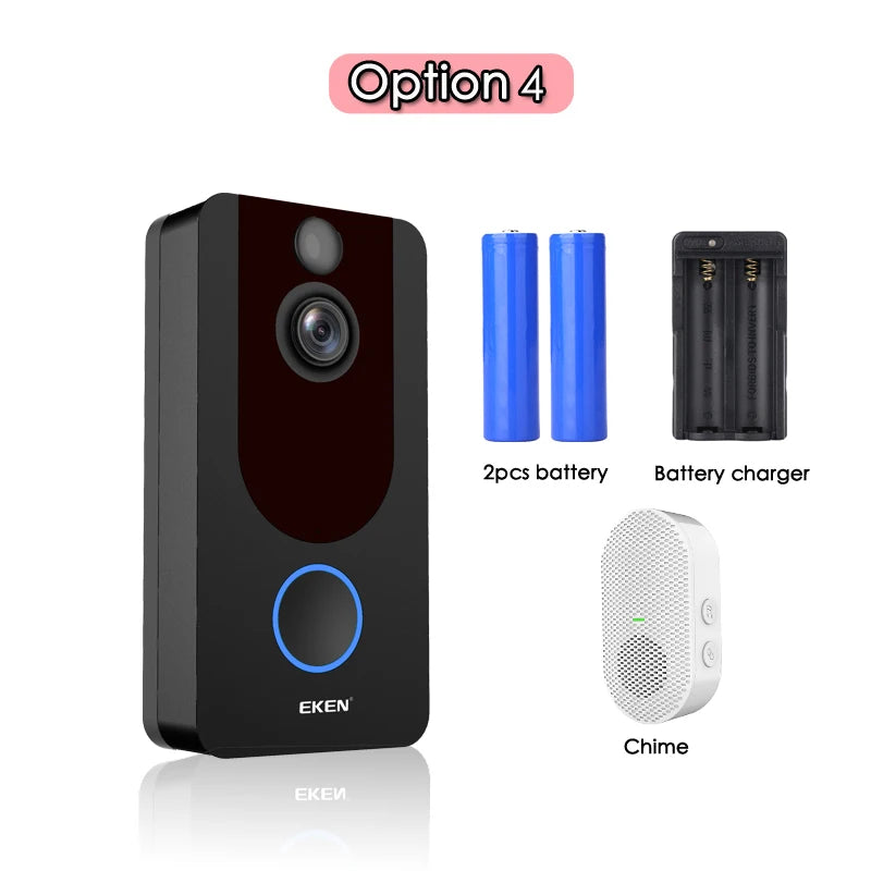 EKEN V7 Campainha WiFi HD 1080P | Intercomunicador Visual, Visão Noturna e Segurança