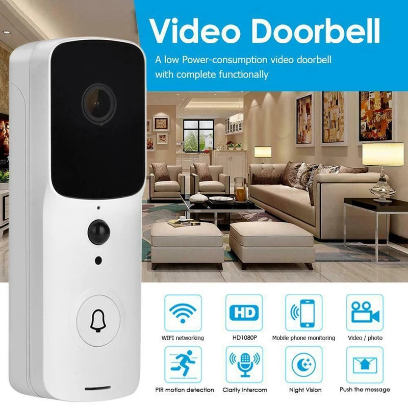 Campainha Inteligente WiFi com Câmara 1080p | Visão Noturna | Intercomú 2 Vias