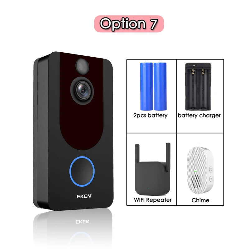 EKEN V7 Campainha WiFi HD 1080P | Intercomunicador Visual, Visão Noturna e Segurança