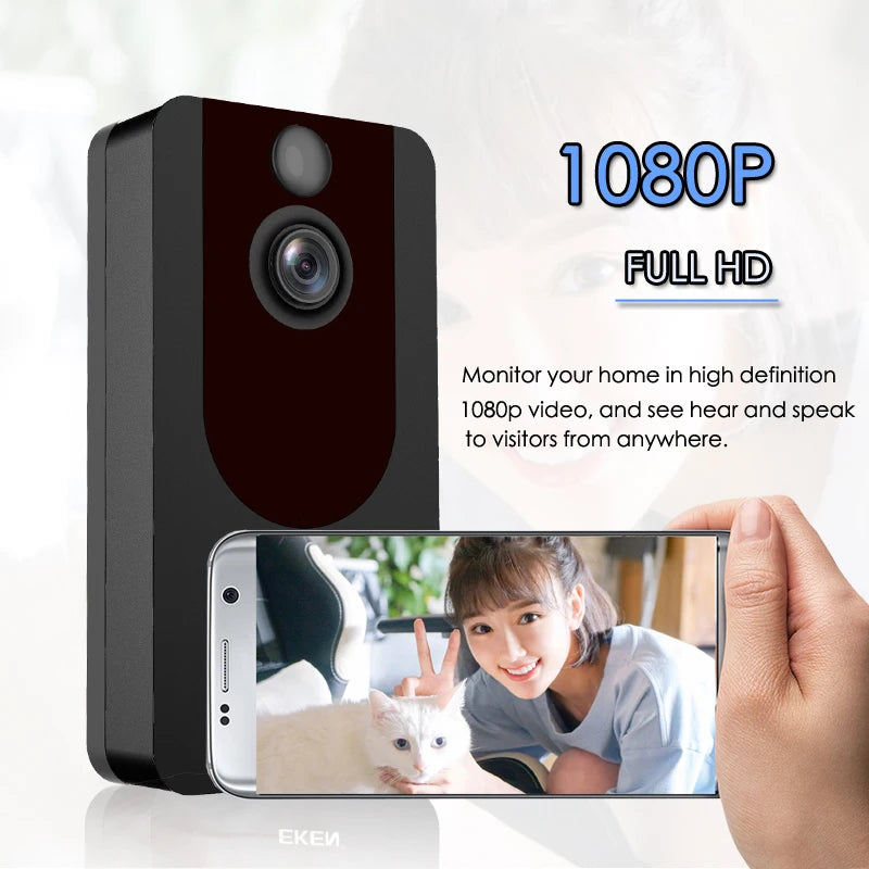 EKEN V7 Campainha WiFi HD 1080P | Intercomunicador Visual, Visão Noturna e Segurança
