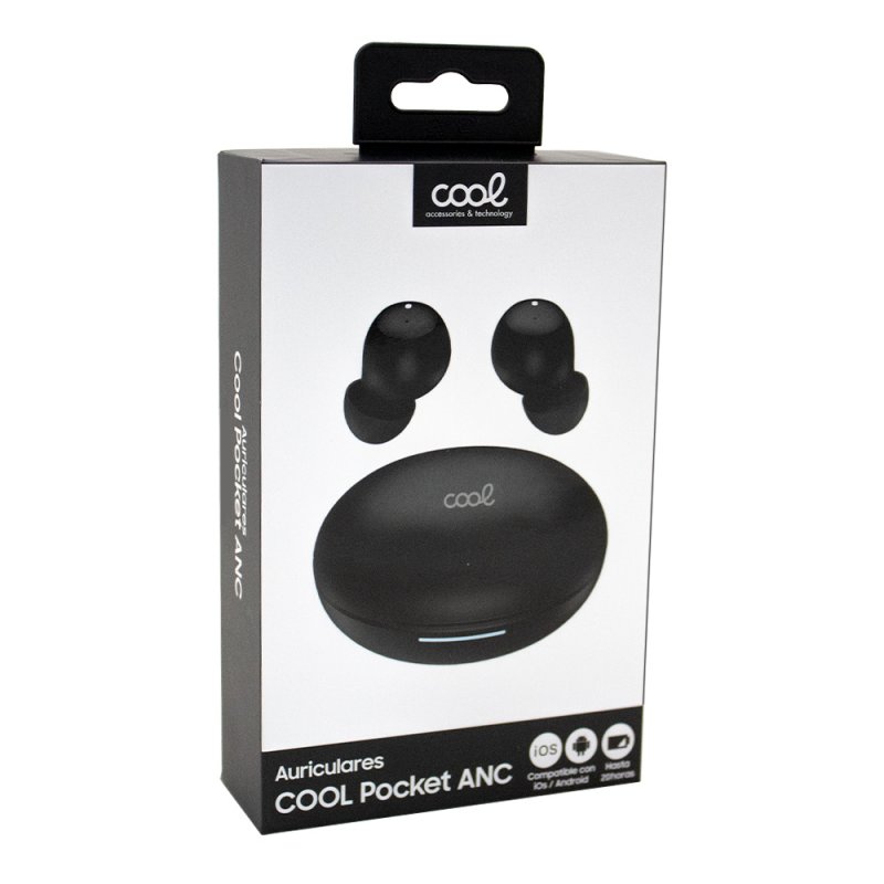 Auriculares Stereo Bluetooth Earbuds ANC COOL Pocket Negro