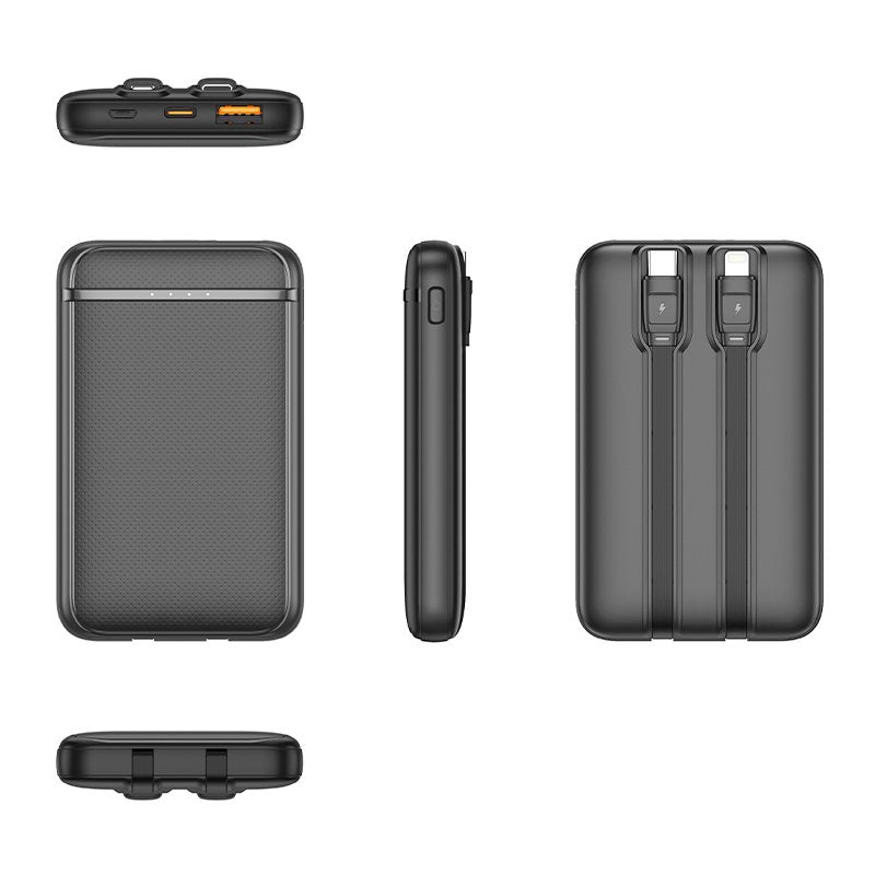 Bateria Externa Power Bank 5000 mAh COOL (2 Cables: TIPO C / Lightning) Negro