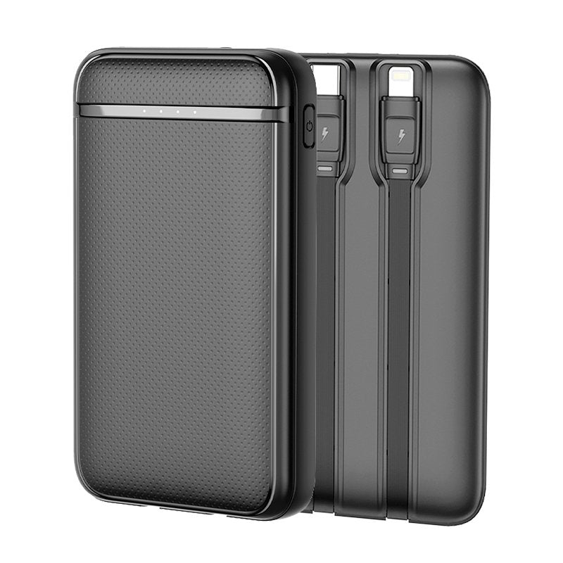 Bateria Externa Power Bank 5000 mAh COOL (2 Cables: TIPO C / Lightning) Negro