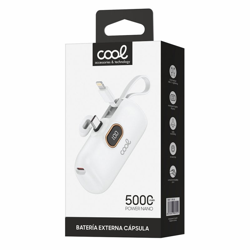 Bateria Externa Power Bank 5.000 mAh COOL Cápsula Blanco