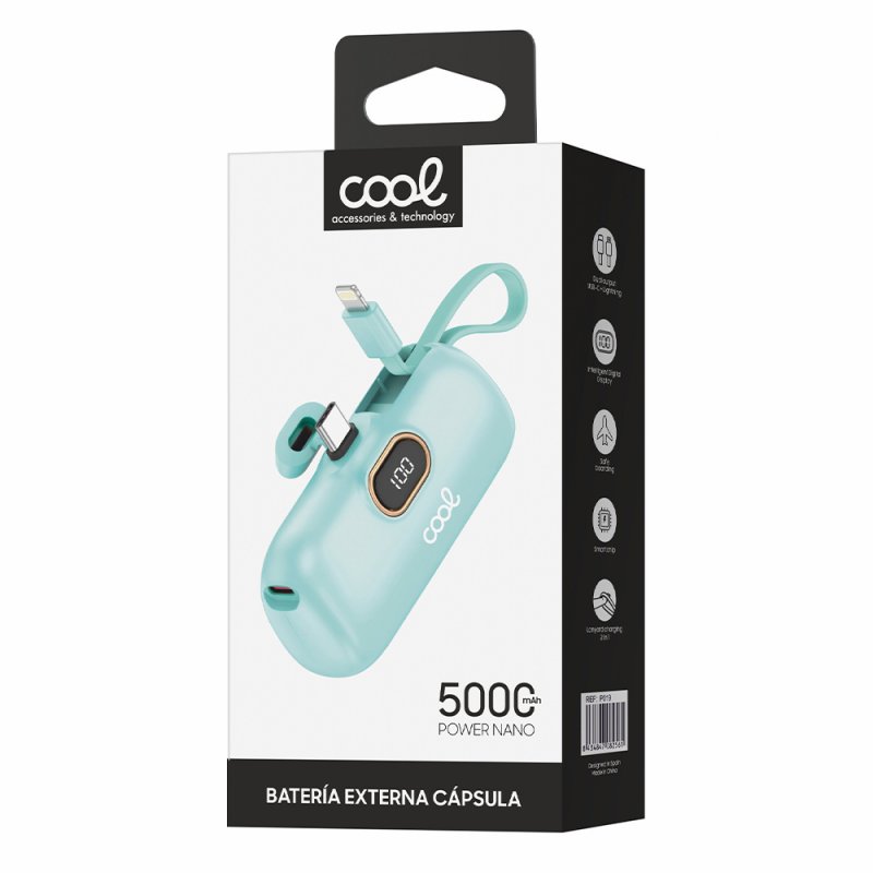 Bateria Externa Power Bank 5.000 mAh COOL Cápsula Mint