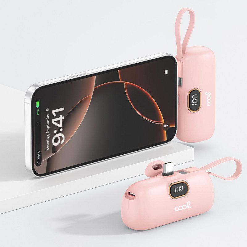 Bateria Externa Power Bank 5.000 mAh COOL Cápsula Rosa