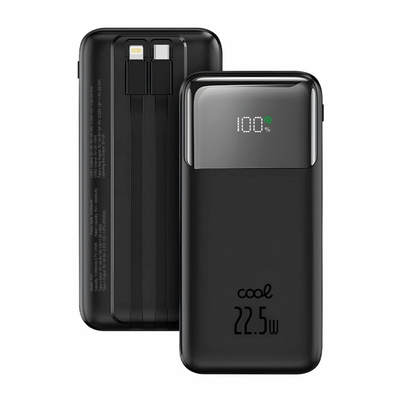 Batería Externa Universal Power Bank 10.000 mAh Carga Rápida 22.5W COOL Pocket Negro