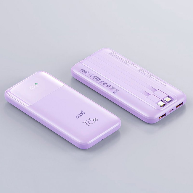 Batería Externa Universal Power Bank 10.000 mAh Carga Rápida 22.5W COOL Pocket Violeta