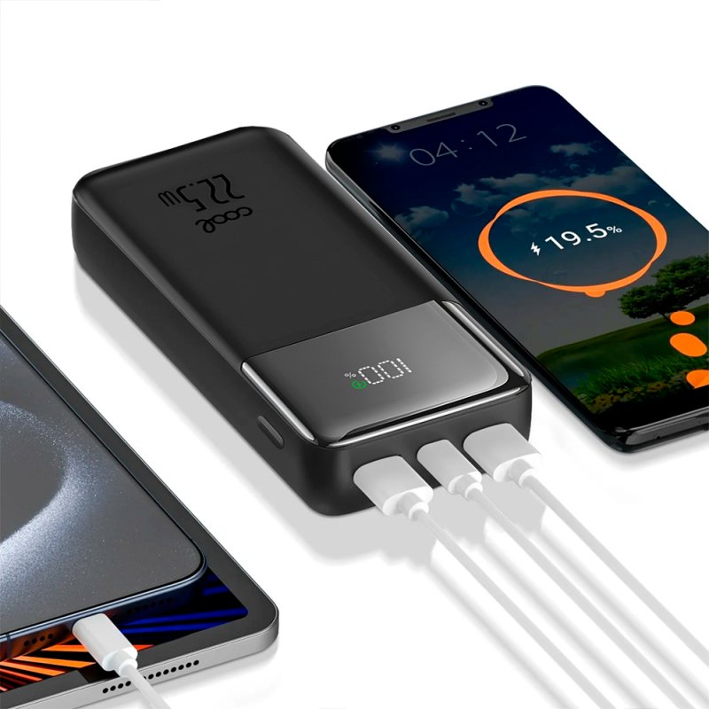 Bateria Externa Universal Power Bank Carga Rápida 22.5W 30.000 mAh (Tipo-C / Lightning) COOL Negro