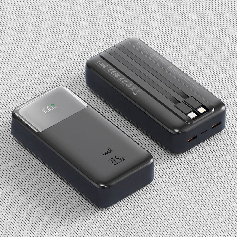 Bateria Externa Universal Power Bank Carga Rápida 22.5W 30.000 mAh (Tipo-C / Lightning) COOL Negro
