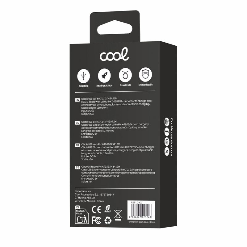 Cable USB Compatible COOL Lightning para iPhone / iPad (1.2 metros) Blanco