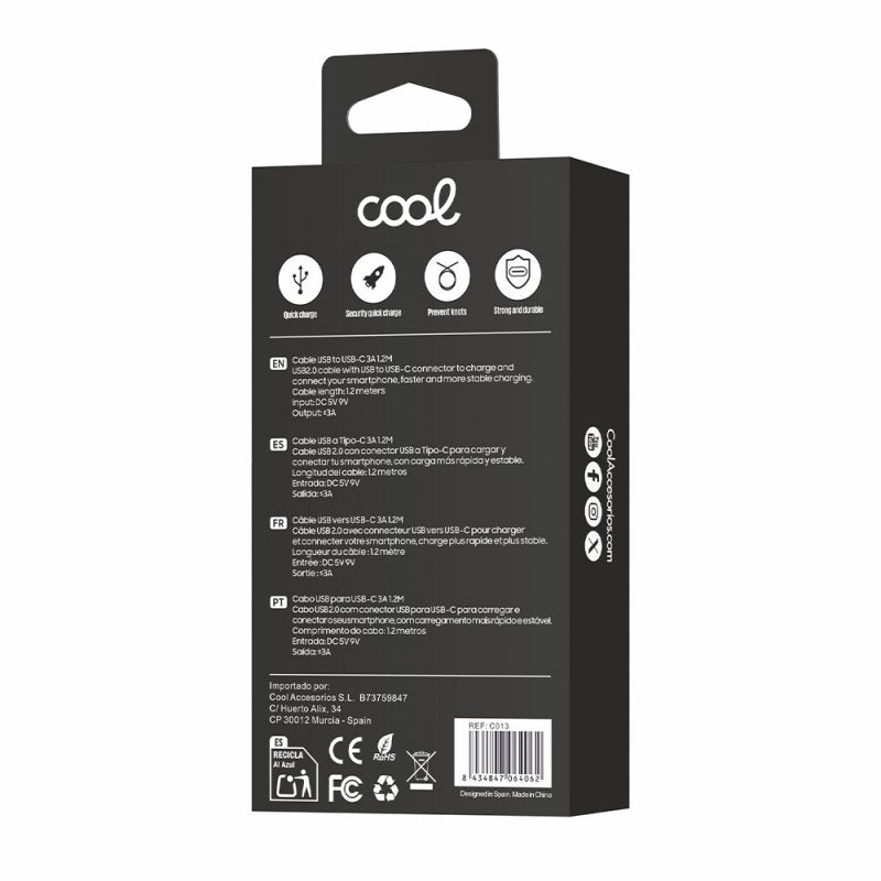 Cable USB COOL Nylon Universal Tipo C (1.2 metros)