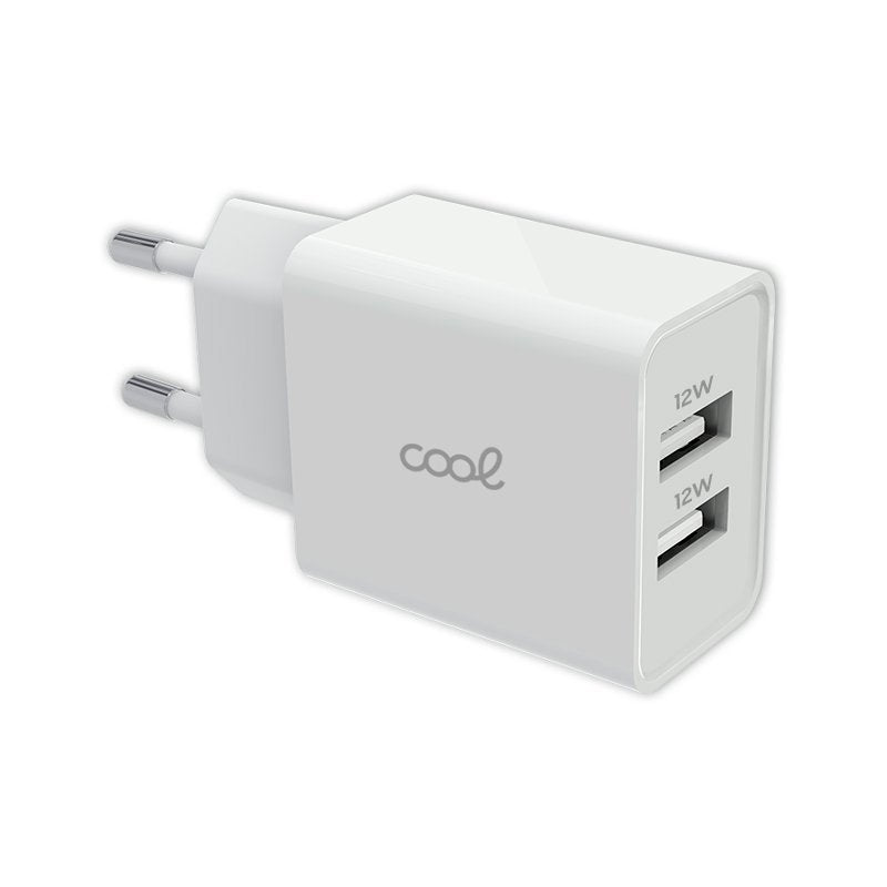 Cargador Red Universal Entrada 2 x USB COOL 2.4 Amperios Blanco