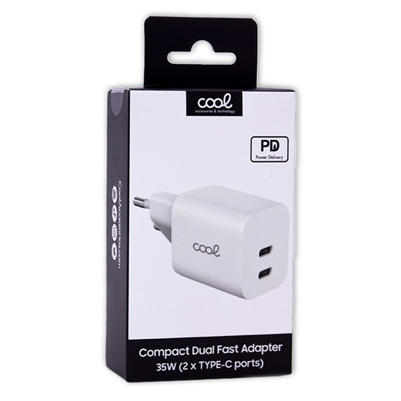 Cargador Red Universal Ultra Fast PD Dual (2 x Tipo-C) COOL (35W) Blanco