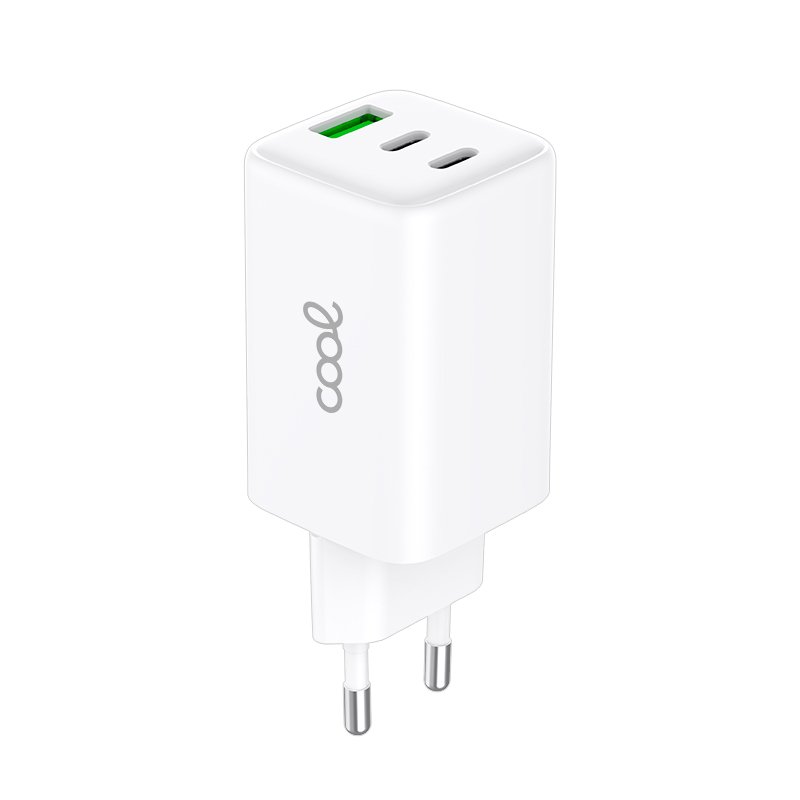 Cargador Red Universal Ultra Fast PD Port x3 (2x Tipo-C + 1x USB) COOL (65W) GaN Blanco