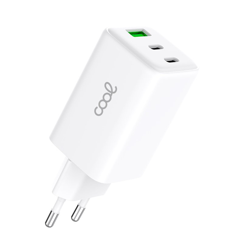 Cargador Red Universal Ultra Fast PD Port x3 (2x Tipo-C + 1x USB) COOL (65W) GaN Blanco