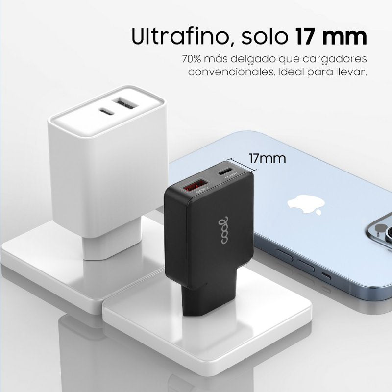 Cargador Red Universal Ultra Fast PD Tipo-C + USB COOL (65W + Cable Tipo-C) GaN Negro