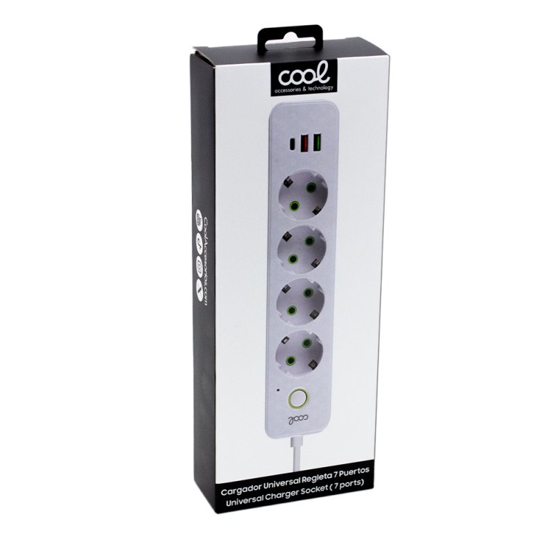 Cargador Universal Multipuerto COOL (Regleta 7 Puertos) Blanco