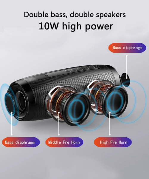 Coluna Bluetooth Portátil com Luz LED — Som Estéreo 10W