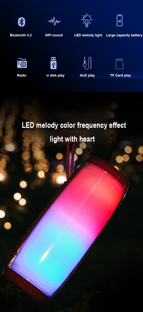 Coluna Bluetooth Portátil com Luz LED — Som Estéreo 10W