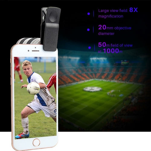 Lente Zoom 8x para Smartphone com Clip Universal